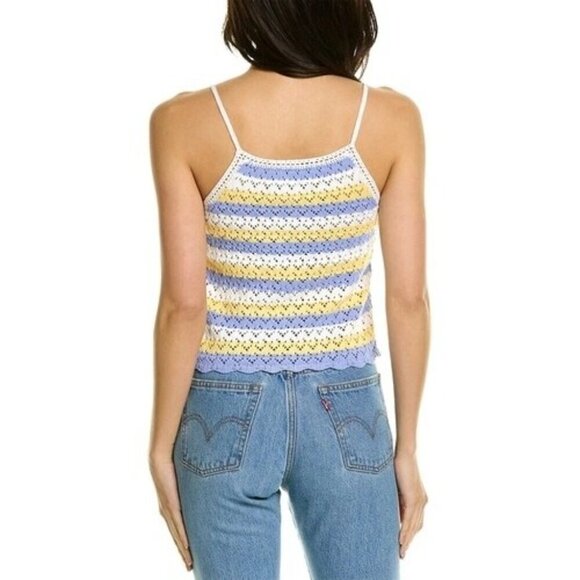 French Connection Sweater Women‎ Small White Ladder Stitch Crochet Crop Tank Top - Picture 2 of 11